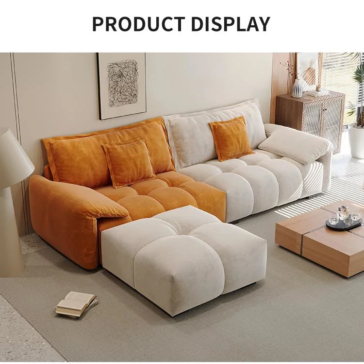 Cream Elephant Ear Sofa Technology Fabric Sofa Leather Sofa Set Living Room Furniture