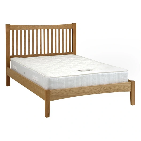 China Wholesale Light Oak 5 Feet King Sized Wooden Bedroom Beds Used in Home Hotel Spindle Headboard with Low Foot Slat Wall Bed