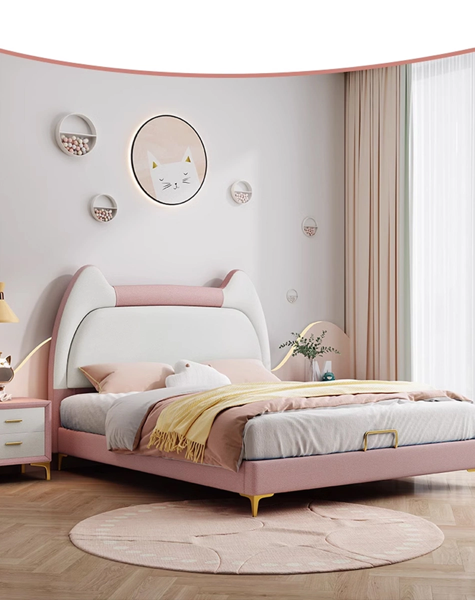 Children Cartoon Upholstered Bed Kids Lovely Cat Kids Bed Children Bedroom Furniture