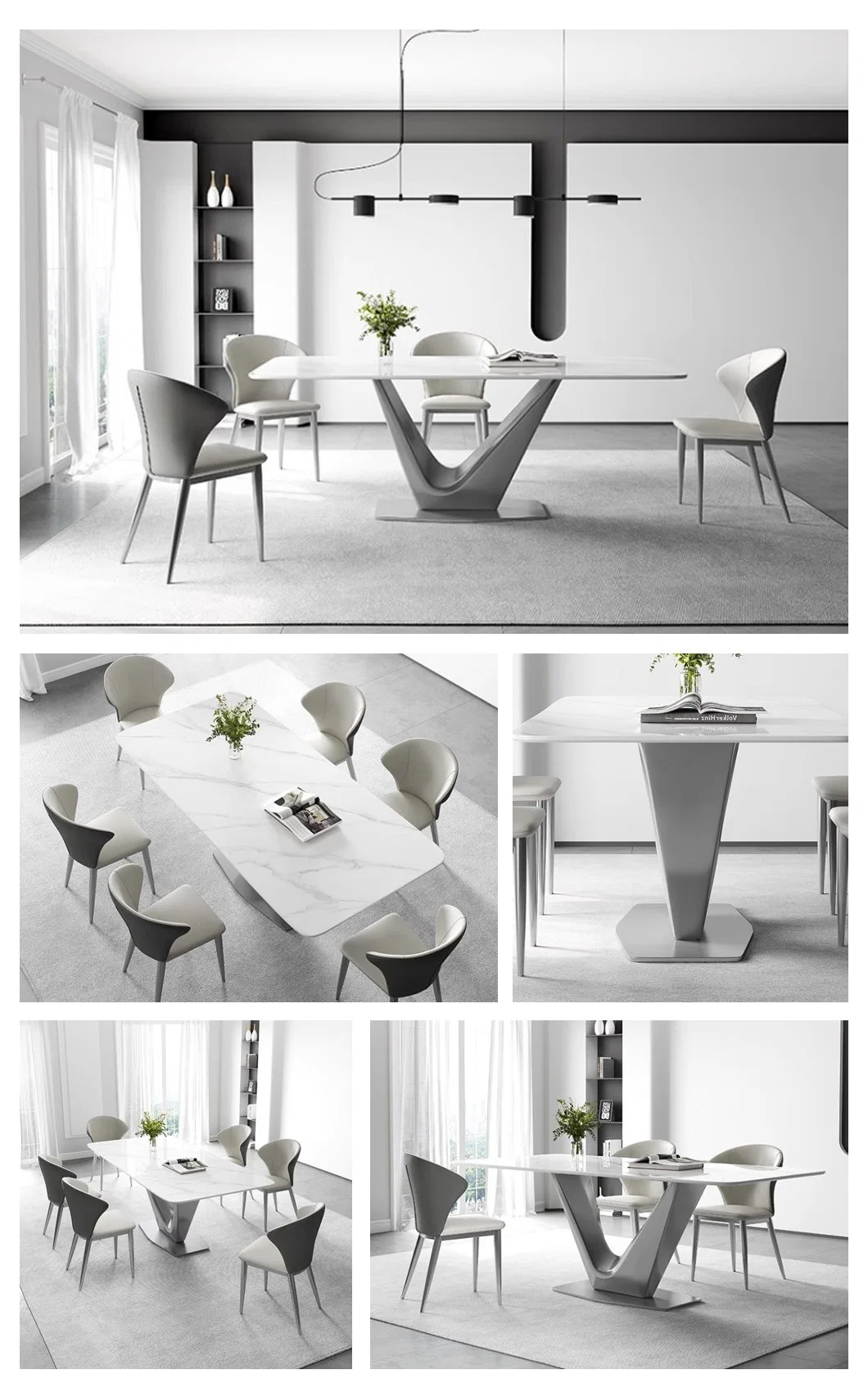 Home Furniture Black Carbon Steel with Sintered Stone Dining Table