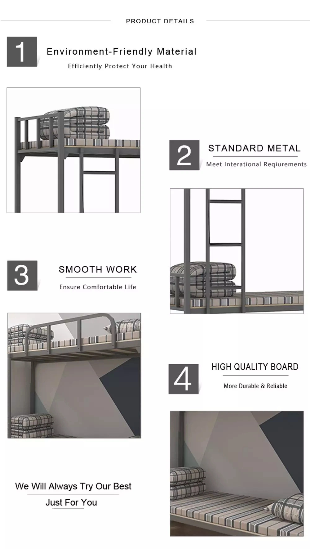 Wholesale Strong Children Metal Bunk Bed in Bedroom Furniture