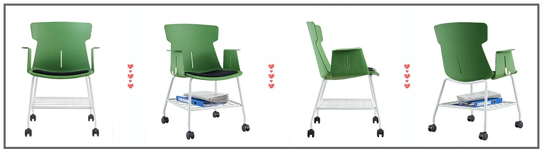 Green PP Plastic Ergonomic Design Lumbar Support Metal Leg Training Chair