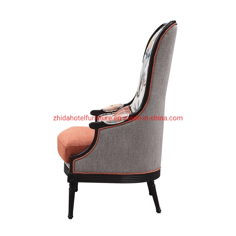 High Back Chinese Style Black Wooden Living Room Chair for Hotel Lobby