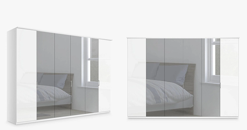 PA Nordic Big Luxury Mirrored Silver All Mirror Doors Bedroom Wardrobe Furniture with Mirror