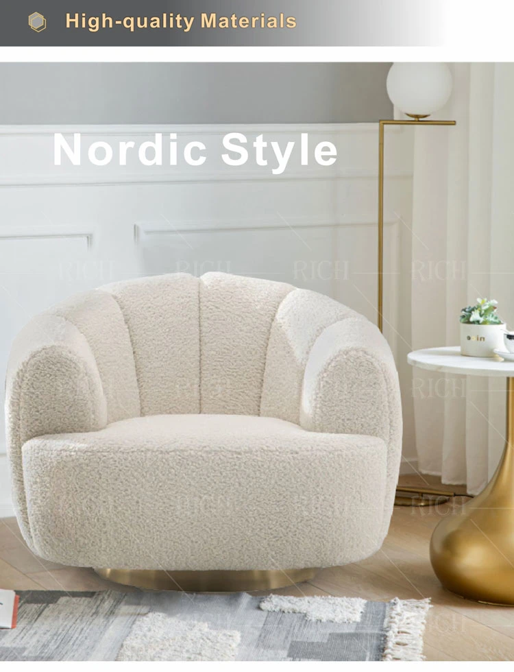 Luxury Hotel White Lounge Small Armchair for Bedroom Waiting Swivel Easy Nordic Teddy Chair Modern Fabric Teddy Sofa Chair