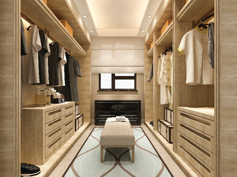 Prima Modern Bedroom Man Walk in Closet Custom Lightings Wardrobe