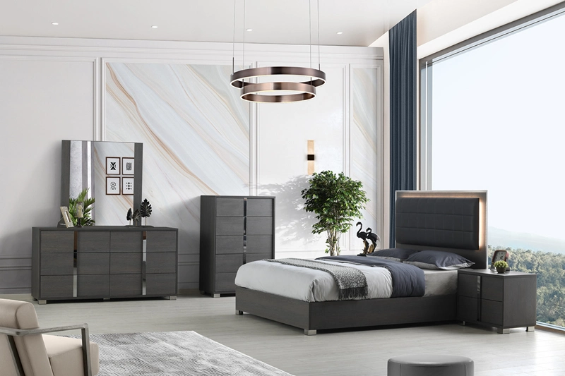 Nova Matt Grey Oak Bedroom Collection Hotel Bed Home Wooden Bedroom Furniture Sets