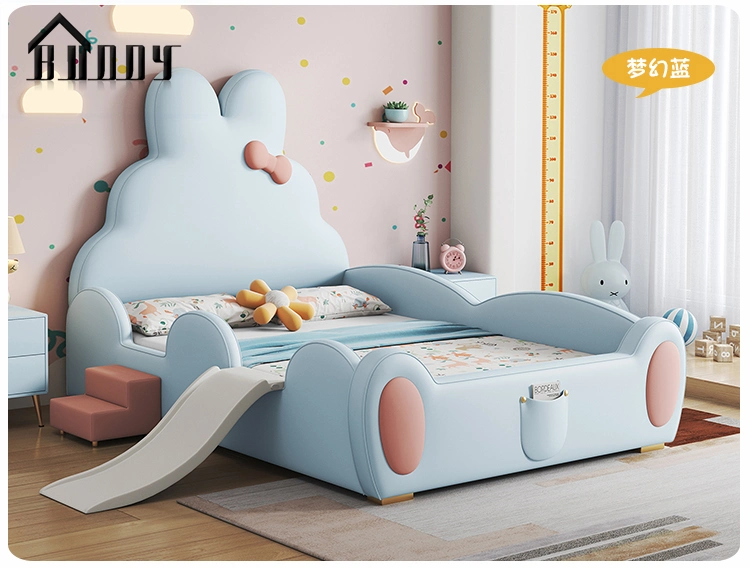 Simple Modern Home Hotel Bedroom Furniture Set Leather Cartoon Wall Bed Children Kids Bed