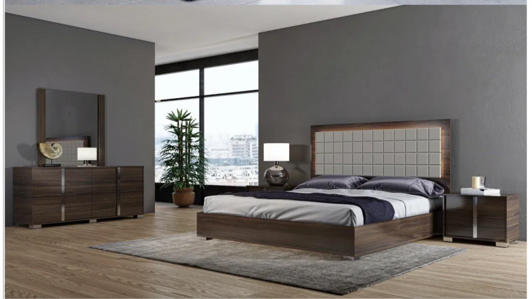 Simple Hotel Home Wooden Bedroom Furniture Double King Size Bed Wall Sofa Bed Modern Bedroom Furniture Sets (UL-22NR8372)