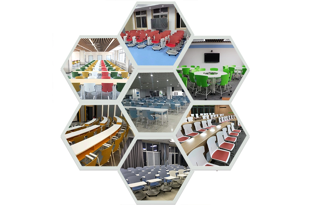 White Plastic Seat Commercial Furniture Ergonomic Design Public Dining Training Chair