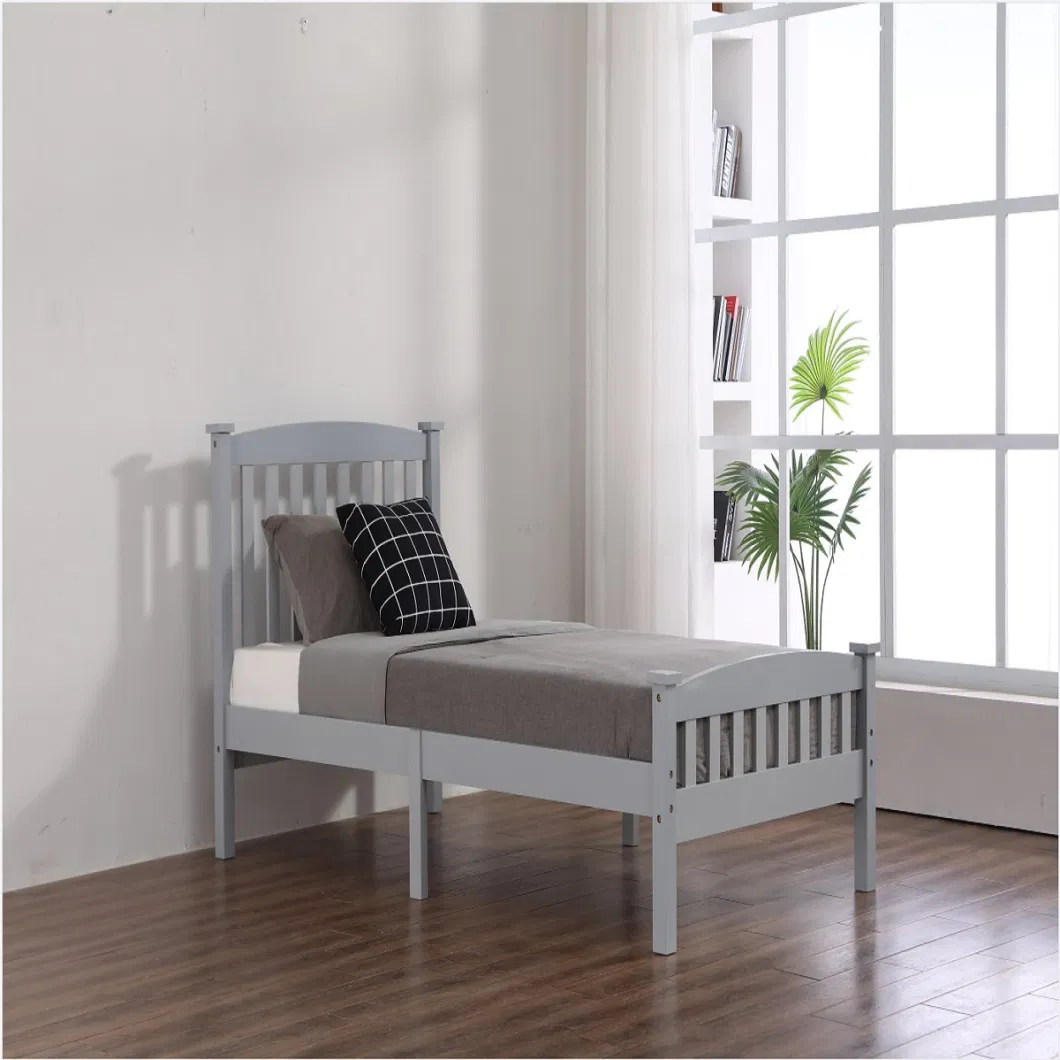 Modern Bedroom Furniture with Solid Wood Painted Twin/Single Bed