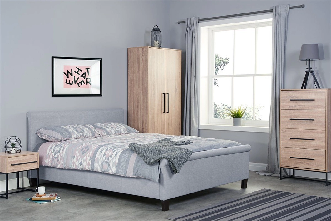 Conrad Oak Wardrobe Bedroom Furniture Set with Metal Base (HF-BL313)