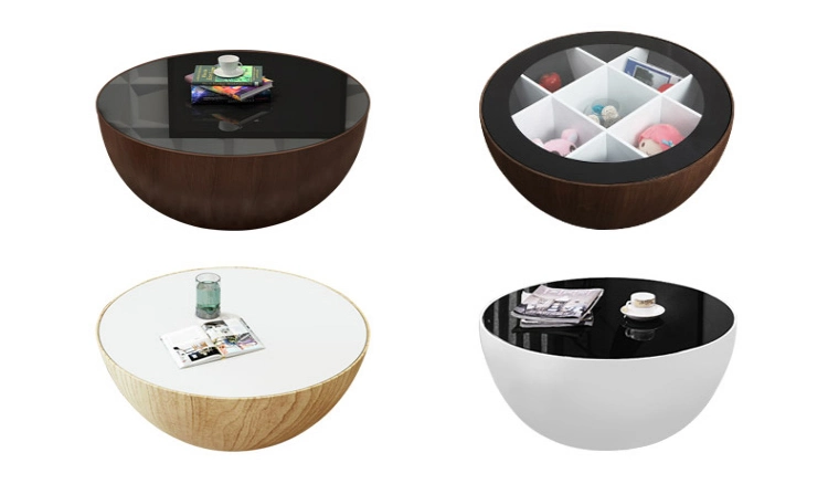 Luxury Living Room Coffee Table and TV Stand Furniture Modern Glass Round Coffee Table Set