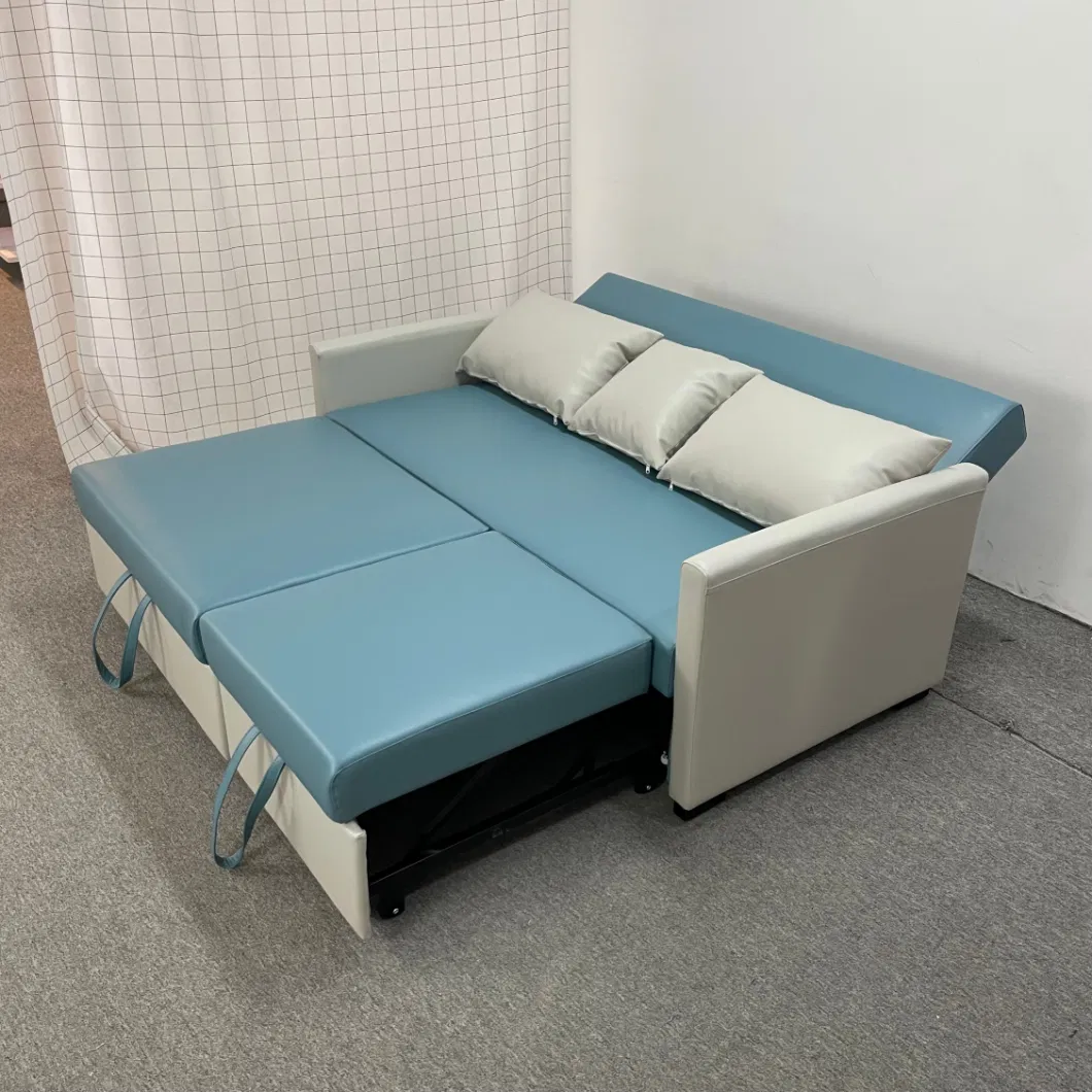 Modern Simple Two-Color Matching Technology Cloth Sofa Small Family Living Room Bedroom Double Mop Bed Folding Sofabed