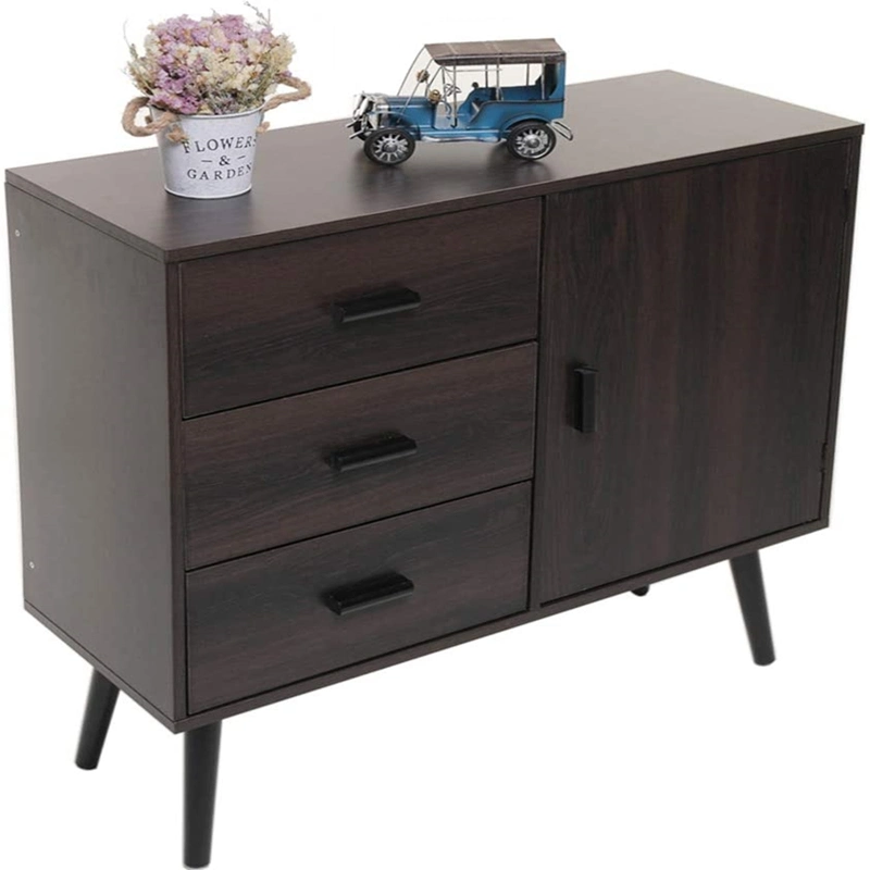 MID-Century Retro Style Home Bedroom Kitchen Dark Oak Freestanding Storage Cabinet 0237