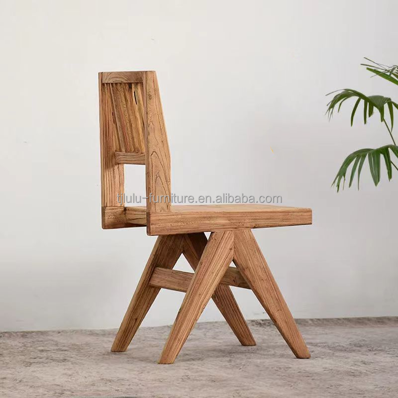 Vintage Luxury Dining Room Chair Elm Solid Wood Dining Chair Furniture for Events