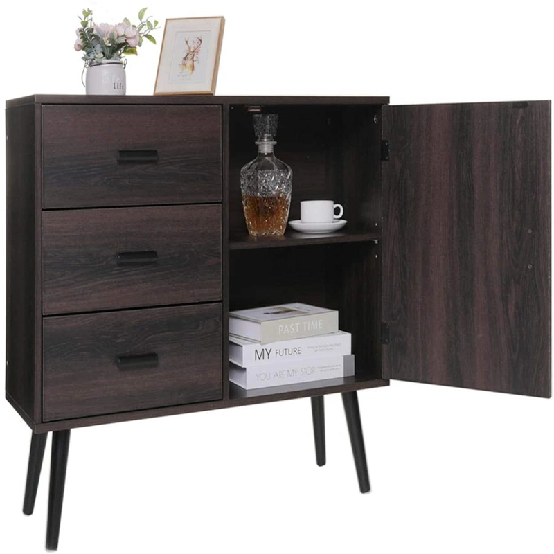 MID-Century Retro Style Home Bedroom Kitchen Dark Oak Freestanding Storage Cabinet 0237