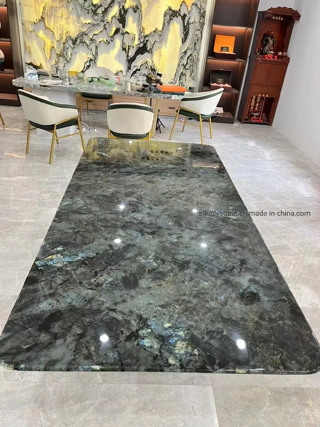 Living Room Furniture Restaurant Table Design Panda White Marble Dining Table Set