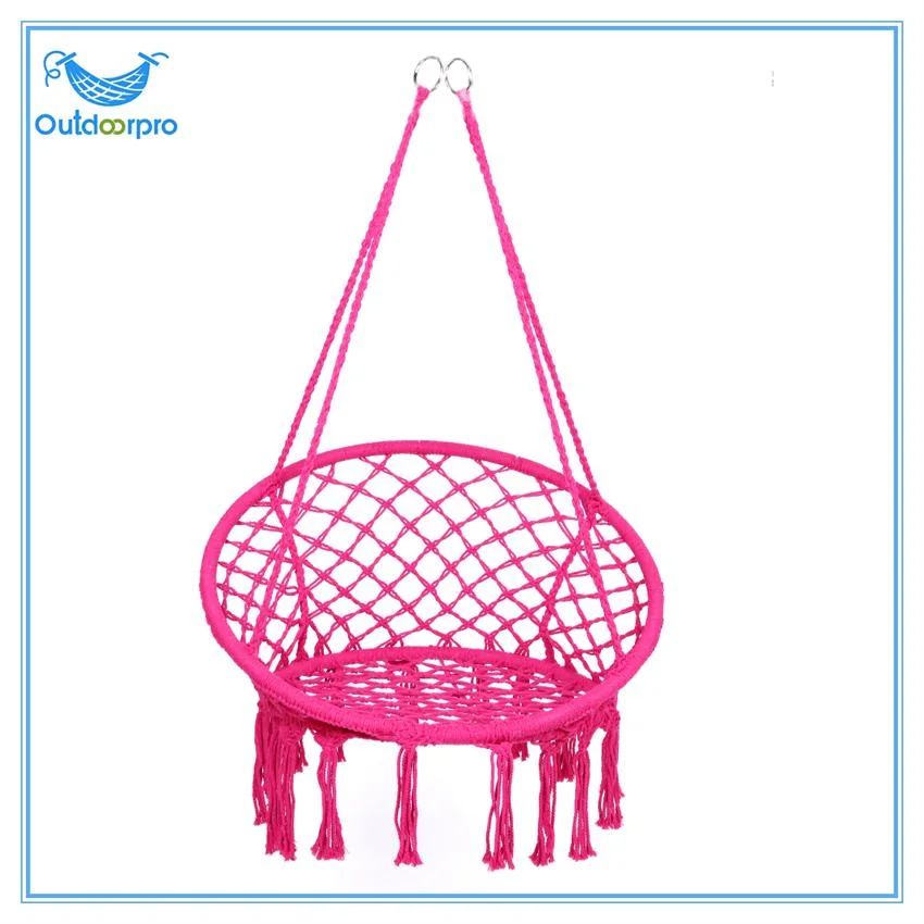 Macrame Tassels Rope Hanging Chair with Hand Woven Rope for Indoor Outdoor Home Bedroom Patio Deck Garden