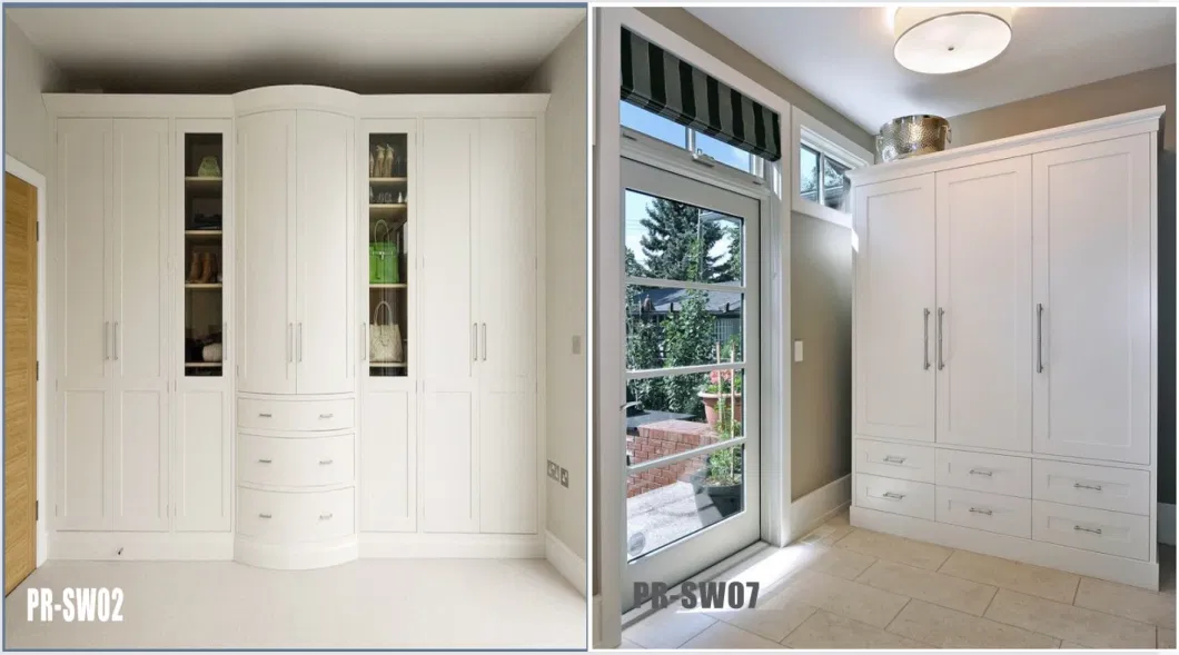 Modern Black White Wooden Painted Veneer Finish Hande Less Design Bedroom Furniture Wardrobe