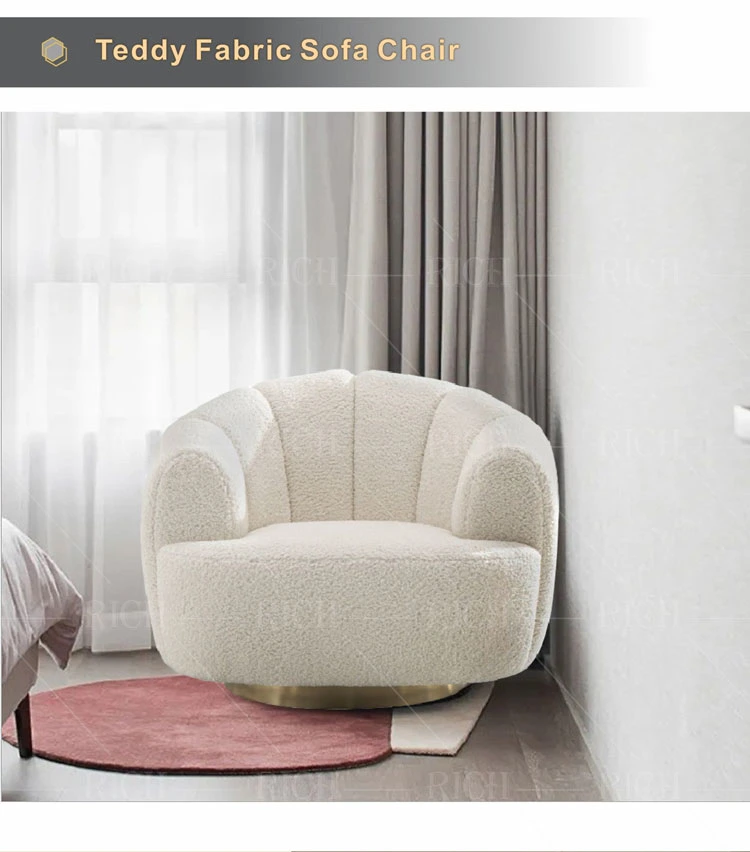 Luxury Hotel White Lounge Small Armchair for Bedroom Waiting Swivel Easy Nordic Teddy Chair Modern Fabric Teddy Sofa Chair