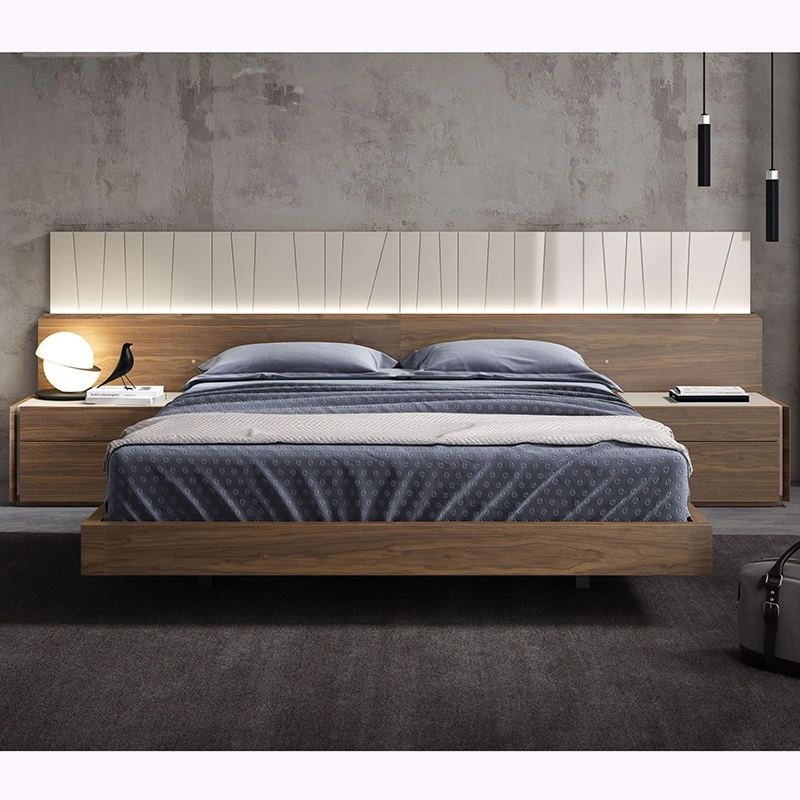 Manufacturer Direct MDF Wooden Extra King Bed Bedroom Furniture in 4 Pieces