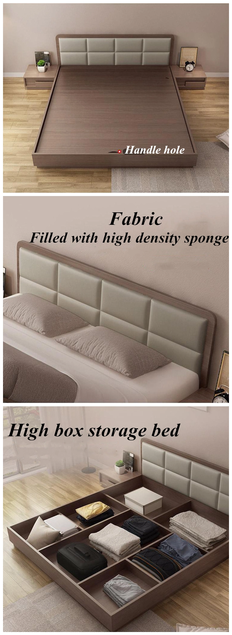 Modern Wholesale Home Hotel Wooden Sofa Double Wall Bed Bedroom Furniture Sets