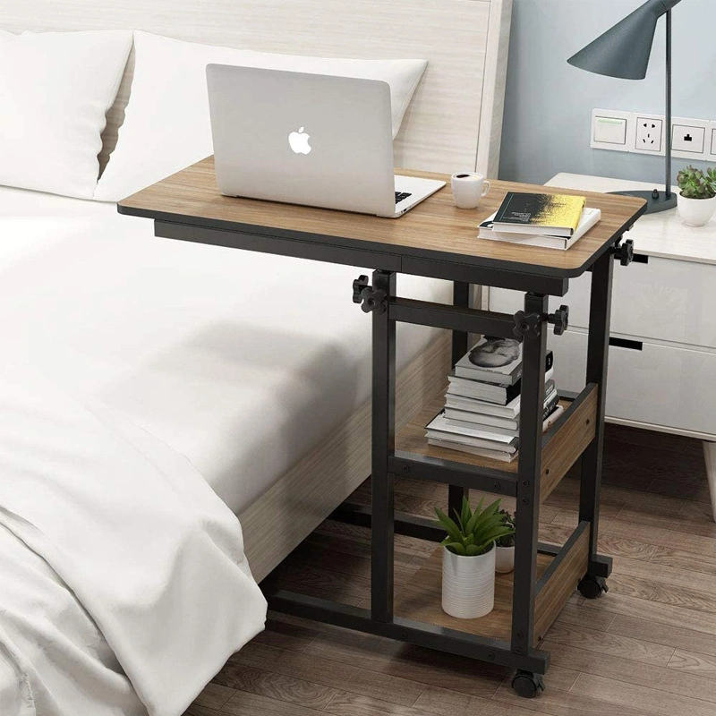 Wooden Panel Wholesale Home Office Bedroom Hospital Clinic Bedside Tables Movable Nightstands Dining Overbed Sets Side Table Study Standing Desk with Wheels