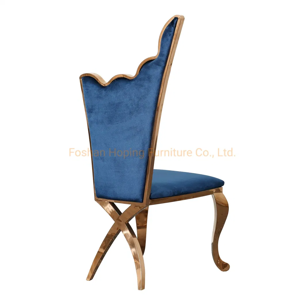 Modern Classical Stainless Steel Dining Chair Royal Blue Accent Chair Cheap Cross X Back Wedding Chair Gold Navy Blue Velvet Chair Small Table Chair