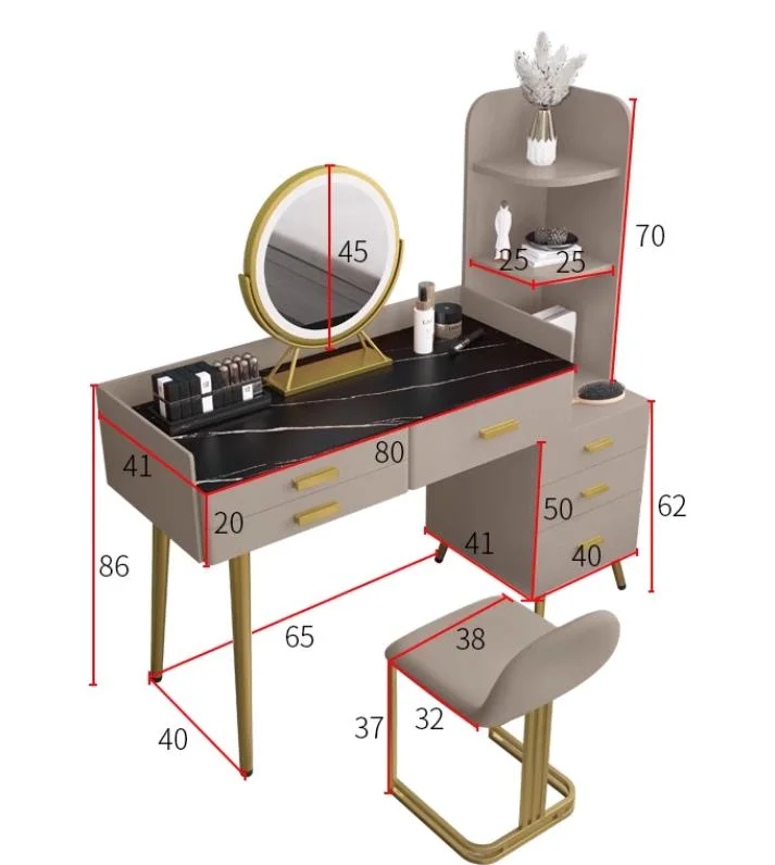 Custome Color Beige Small Unit Home Furniture Bedroom Assembly Dressing Table