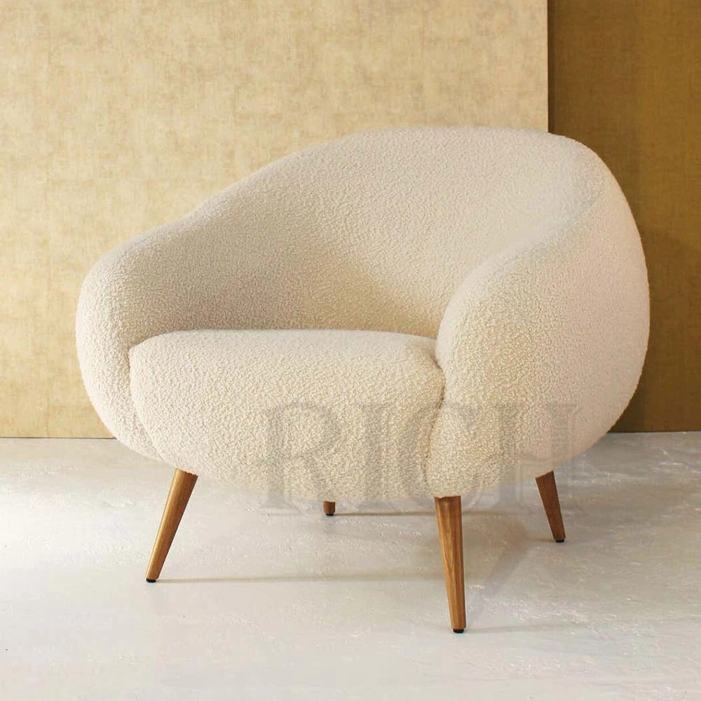 Classic Small Lounge Chair for Bedroom Fabric Living Room Cafe Single Leisure Fabric Teddy Armchair