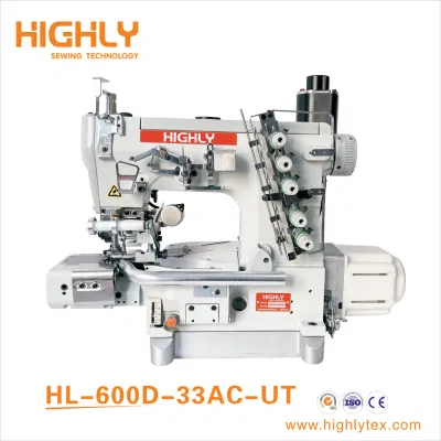Automatic Direct Drive 3 Needle 5 Thread Interlock Stretch Sewing Machine with Thread Trimmer