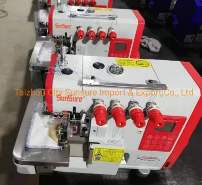 Direct Drive Super High Speed Overlock Sewing Machine with Stepping Motor and Auto-Trimmer and Three Light Eye Sensing Device Ss-6f-4D/at