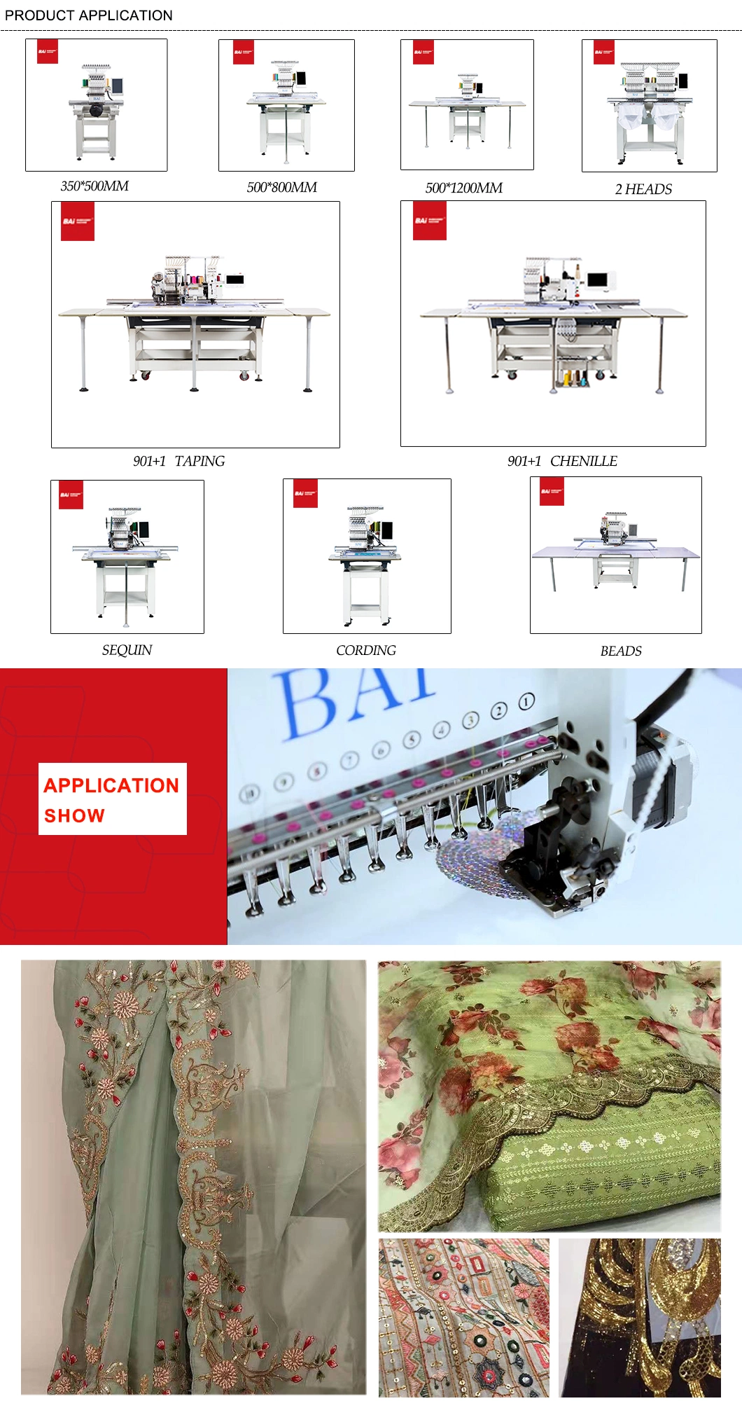 Bai Computerized High Speed Apparel Textiles Sequin Embroidery Machine for Bussniness