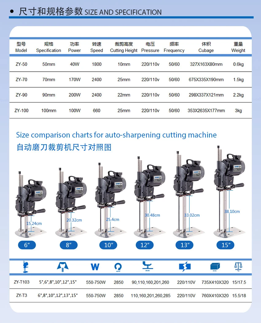 Straight Knife Zoyer Zy-T103 Cloth Cutting Machine Easy to Operate