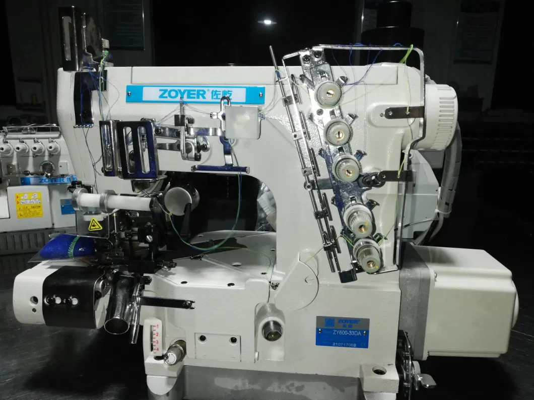 Zy600-33da Zoyer Cylinder Bed Right Side Cutter Interlock Sewing Machine with Direct Driver Auto Trimmer and Elastic Device