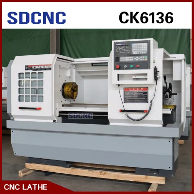 Máquina de torno CNC de lecho plano de alta rigidez y precisión Ck6136 Herramientas