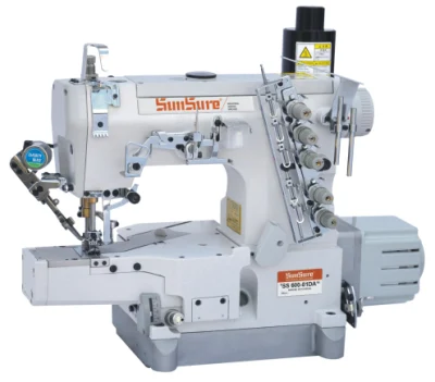 Máquina de costura de bloqueo de superficie plana de accionamiento directo con cortador automático