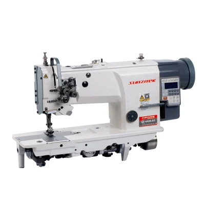  Sz-4420-D3 Automatic piensos compuestos Alimentación superior e inferior de la alimentación de la aguja despertando a pie gancho grande de aguja doble Lockstitch industriales máquina de coser con hilo Cutter