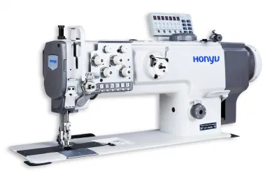 HY-1580B máquina de coser de cuero, accionamiento directo intensivo, máquina de costura de alimentación compuesta de aguja doble