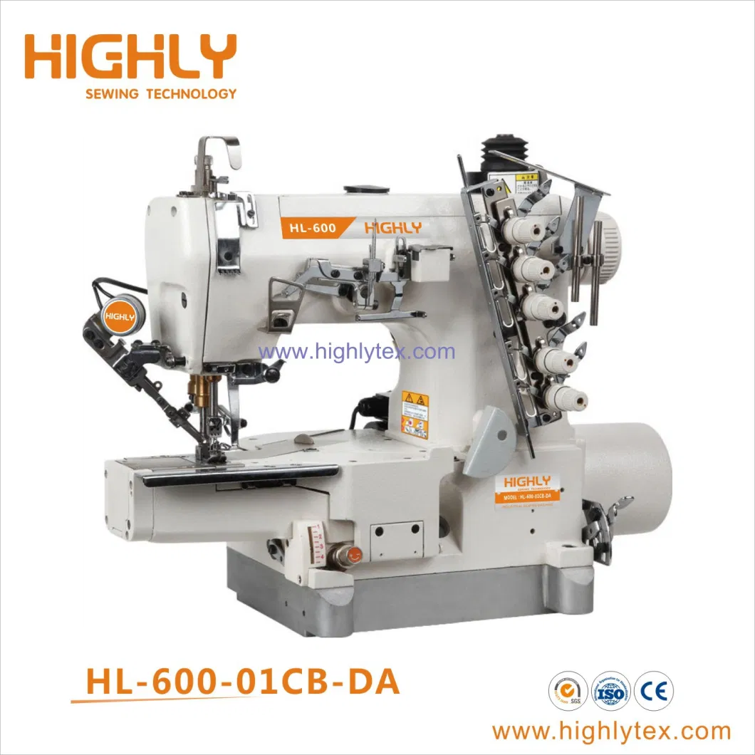 Direct Drive High Speed Flat Bed 3 Needle 5 Thread Interlock Stretch Sewing Machine