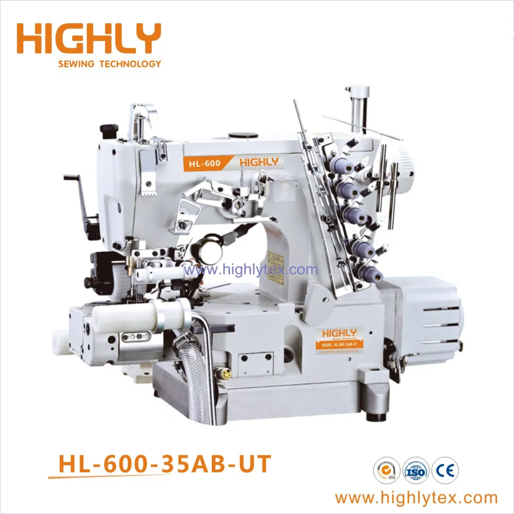 Automatic Direct Drive 3 Needle 5 Thread Interlock Stretch Sewing Machine with Thread Trimmer