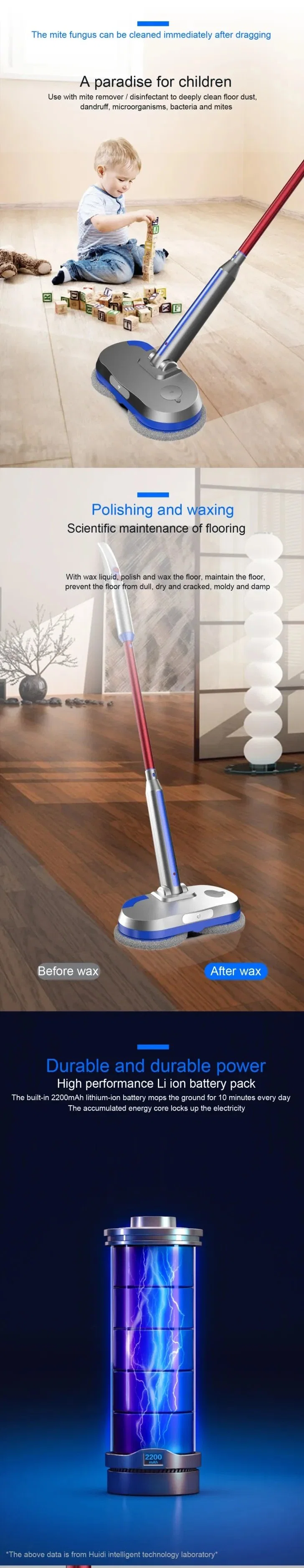 Electric Mops Cordless Water Jet Spin Cleaning Brush Mop Scrubber Powerful