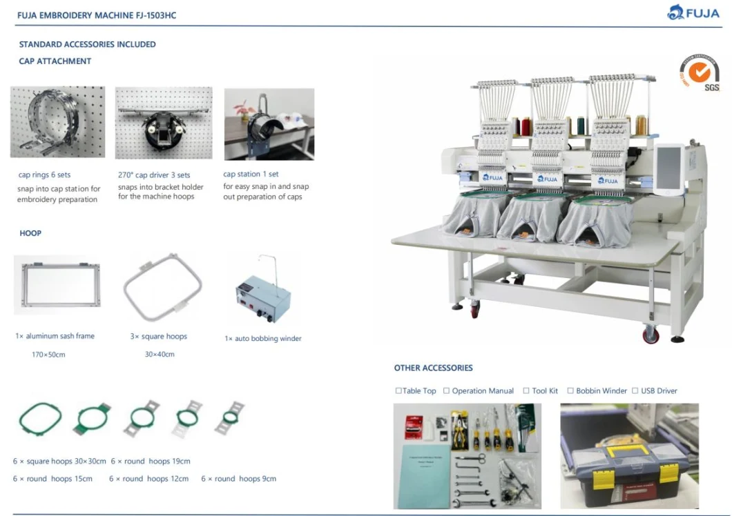 Industrial 3 Heads Multi Needle Cap Brother Computerized Embroidery Making Machine