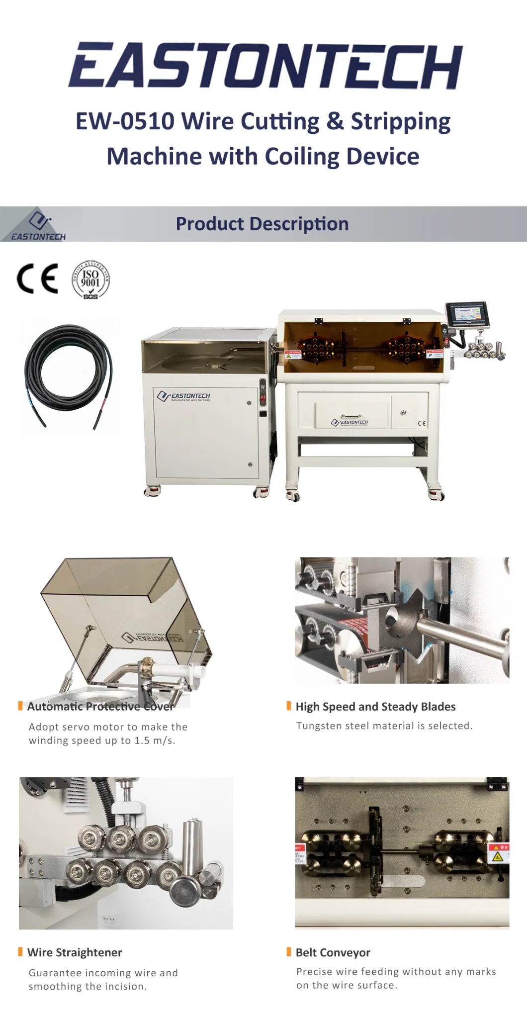 Automatic Multi Core Wire Cable Cutting Stripping Peeling Machine Thread Cutting Machine Control Servo Motor 200-360 mm