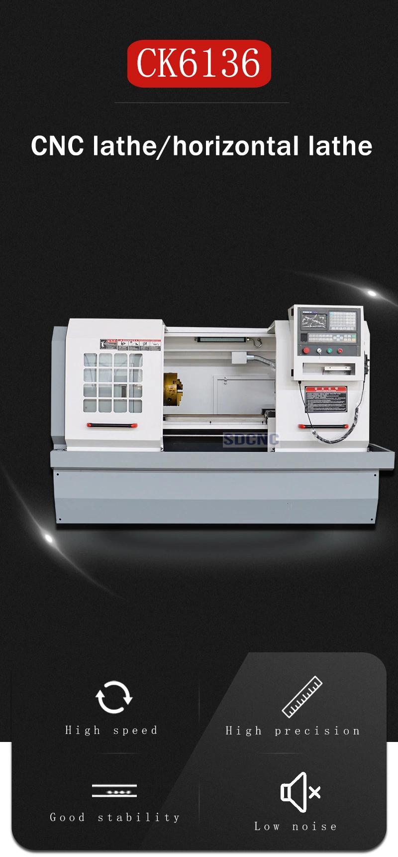 Professional Horizontal Flat Bed Siemens System CNC Lathe Machine Ck6136