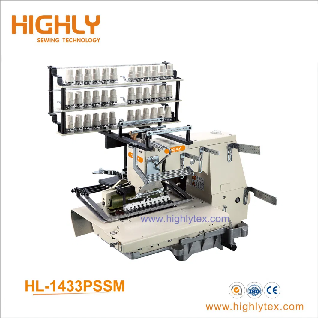 Three Needle Six Thread Heavy Duty Sewing Machine for Lap Seaming