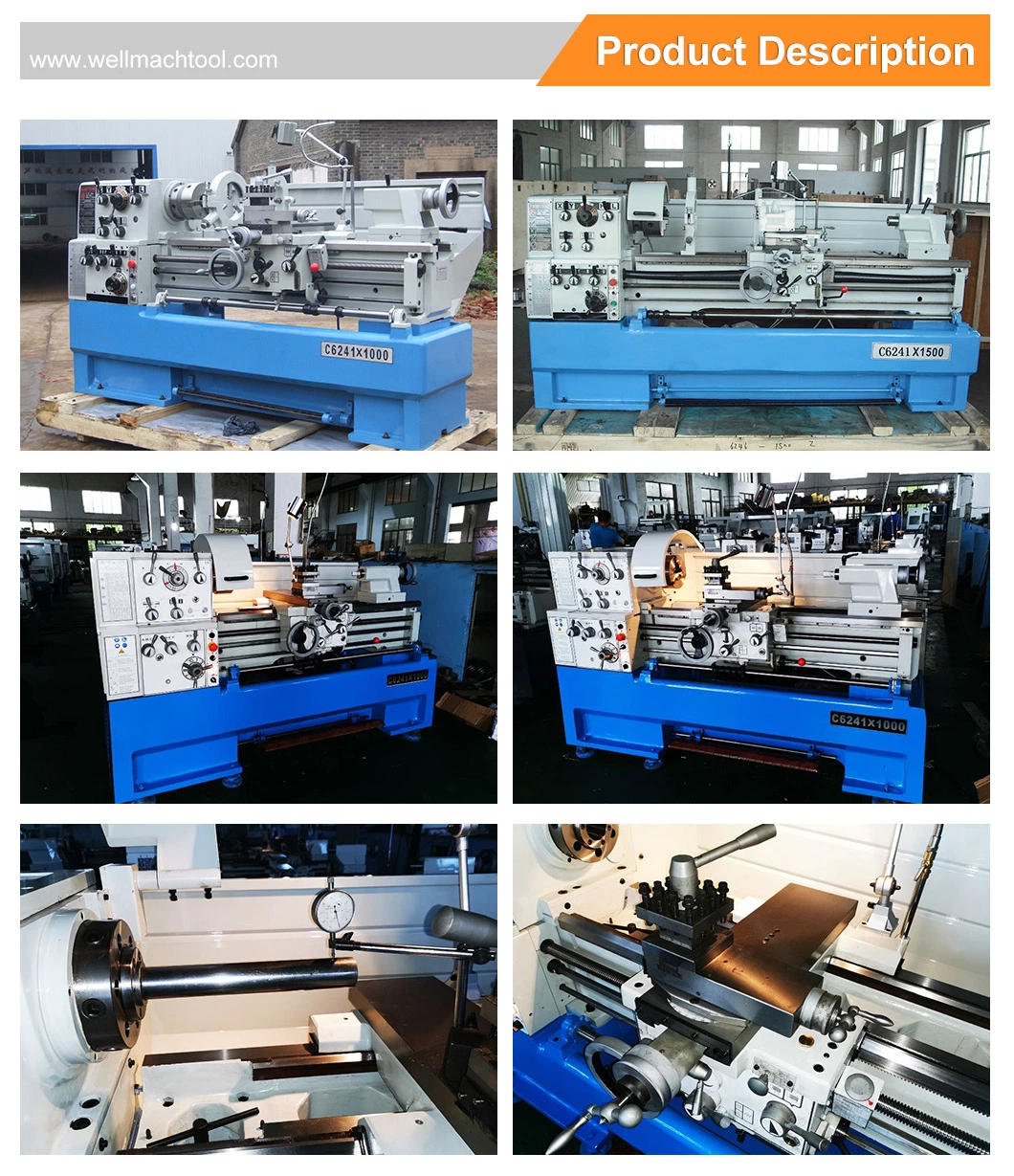 C6241 410mm swing over bed lathe machine for metal cutting