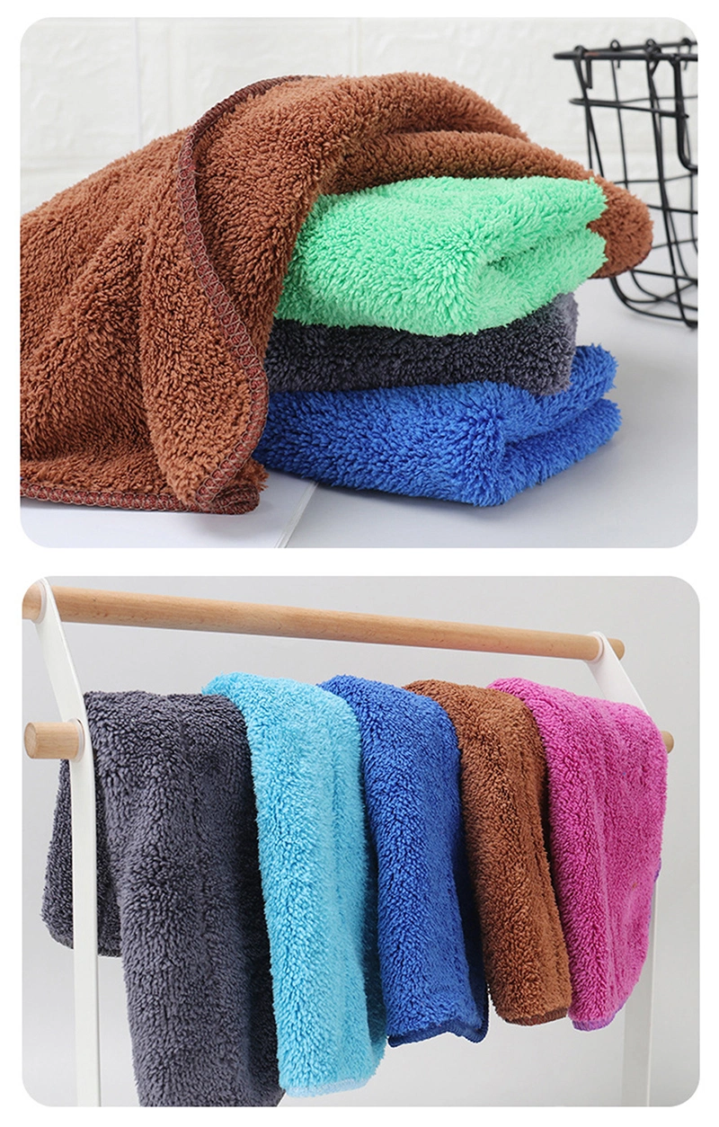 Ultra Soft Coral Fleece Terry Cloth Wash Cleaning Rags with Plush Hair and Highly Water Absorbent