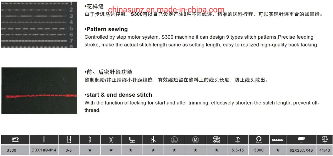 S300 Automatic Step Motor Electronic Lockstitch Industrial Sewing Machine